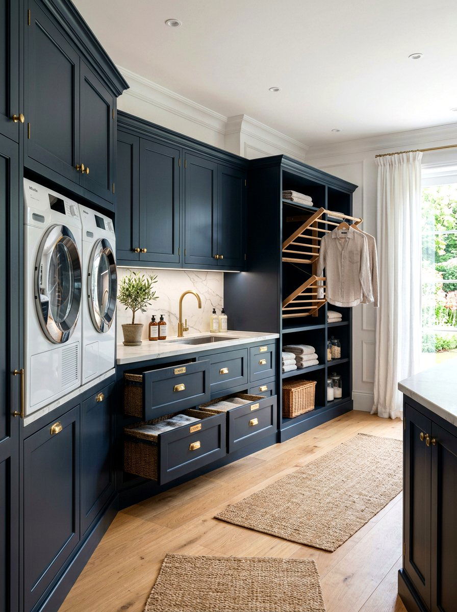 Custom Laundry Room Cabinetry - 30 laundry basket storage ideas