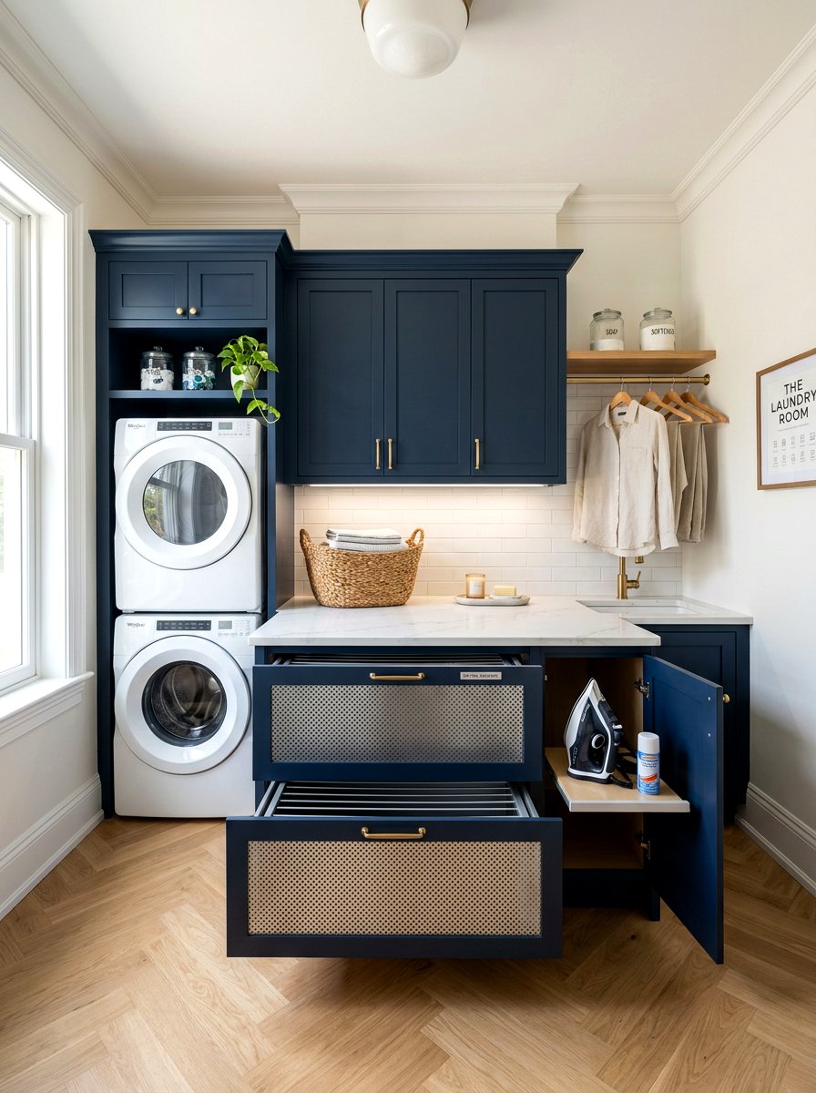 Custom Laundry Room Folding Zone - 30 folding station laundry ideas
