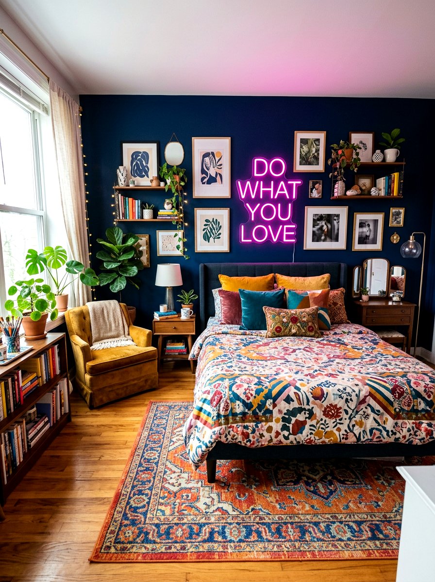 Custom Neon Wall Sign - 30 ambient lighting bedroom ideas