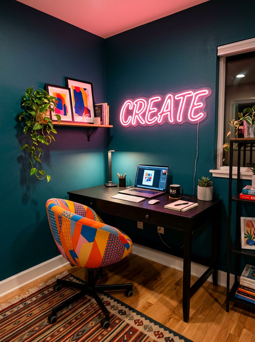 Custom Neon Wall - 30 study wall ideas