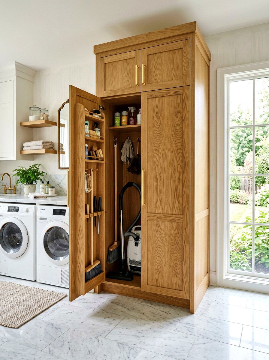 Custom Oak Broom Cabinet - 30 tall broom cabinet ideas