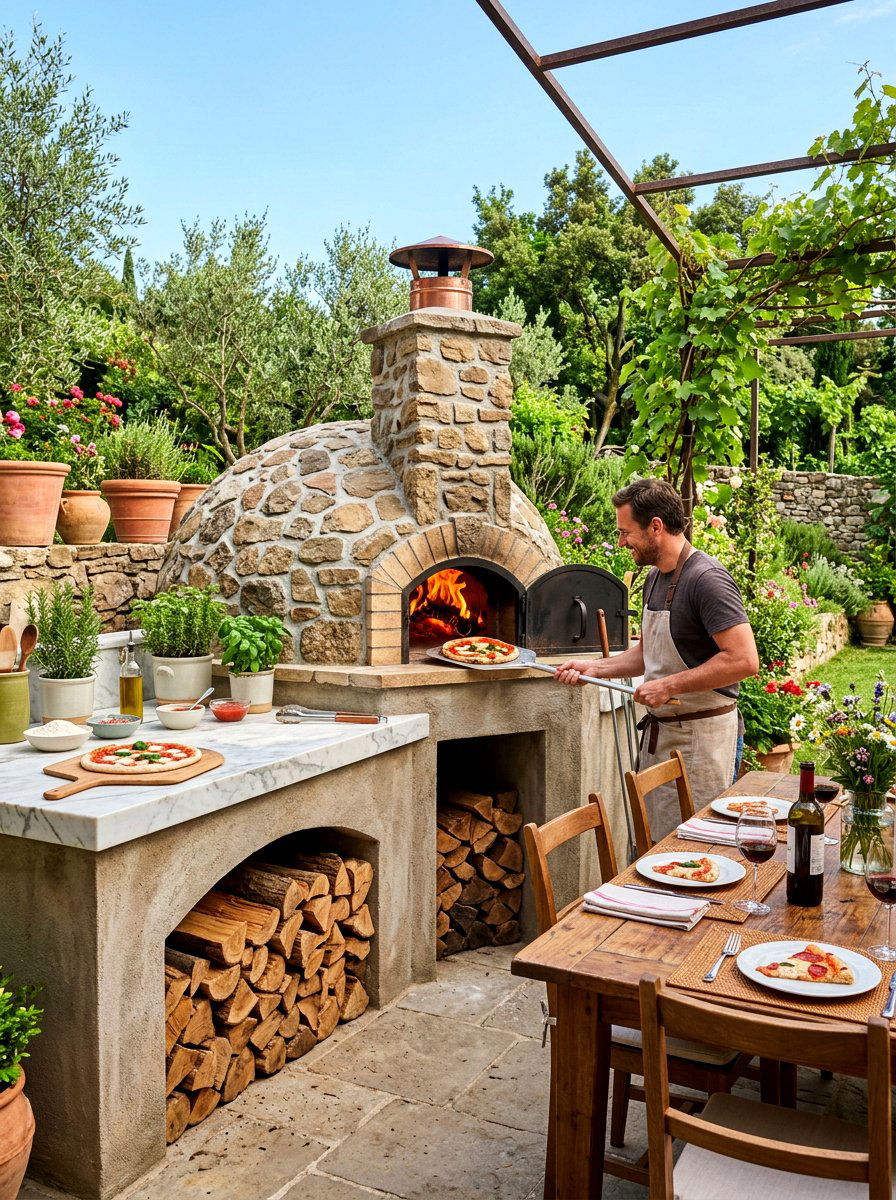 Custom Pizza Oven Station - 30 quiet luxury backyard ideas