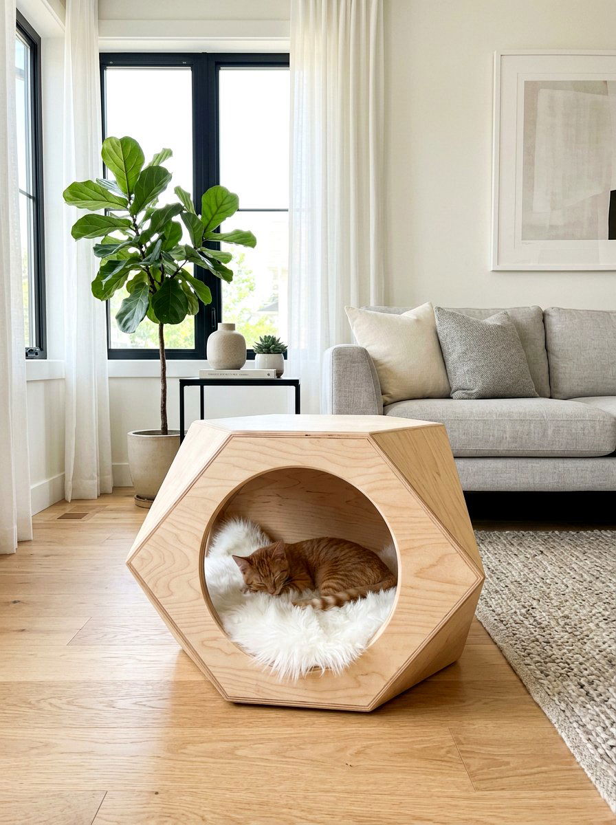 Custom Plywood Pet Pod - 30 pet bed nook ideas