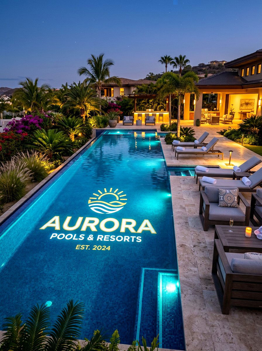Custom Pool Logo Projection - 30 pool lighting ideas