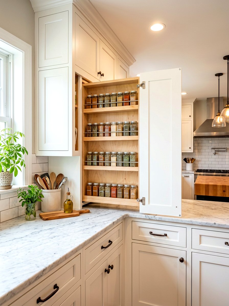 Custom Shaker Style Spice Cabinet - 30 pull out spice rack ideas