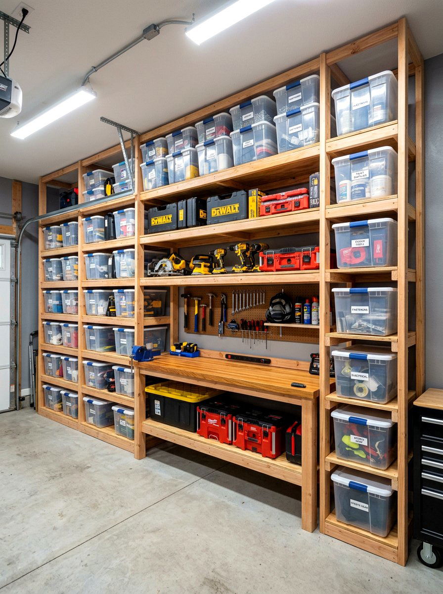 Custom Wood Garage Shelving - 30 garage shelving ideas