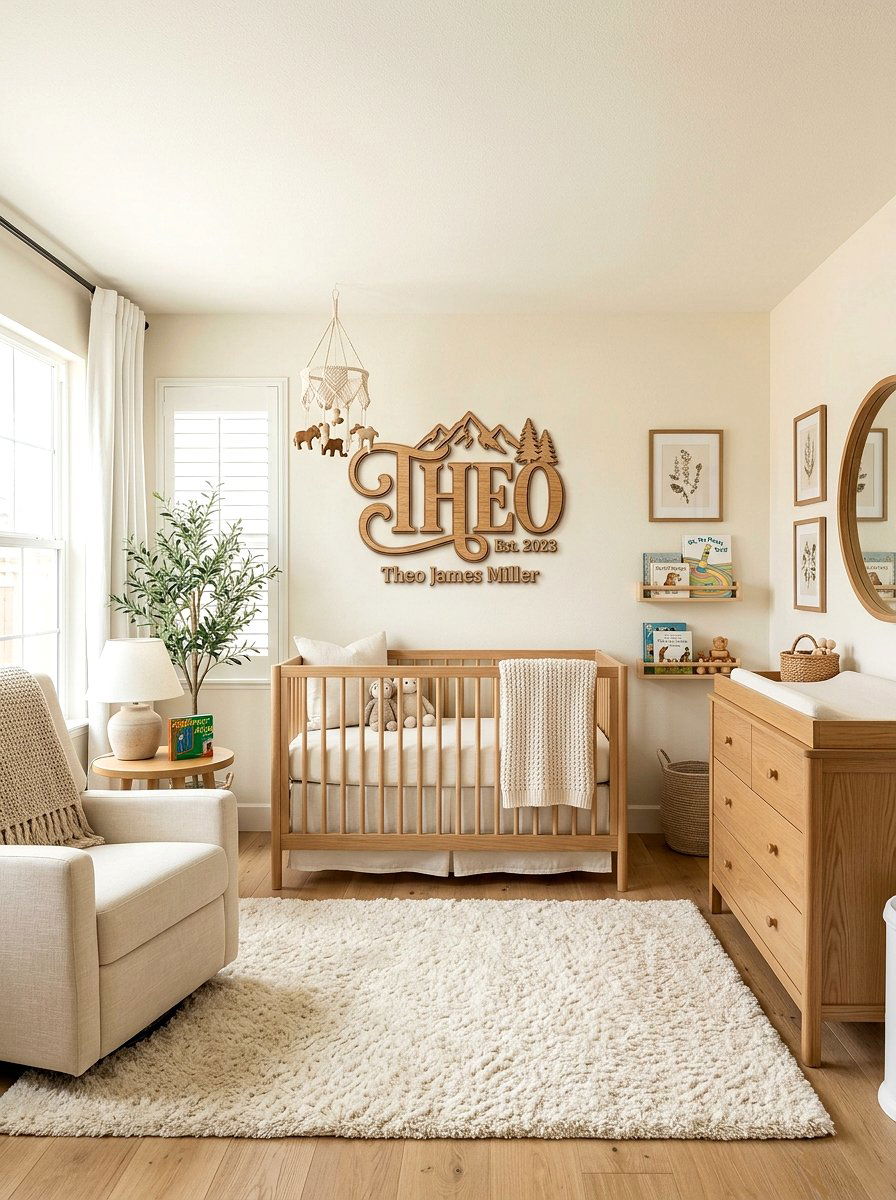 Custom Wood Name Sign - 30 nursery wall decor ideas