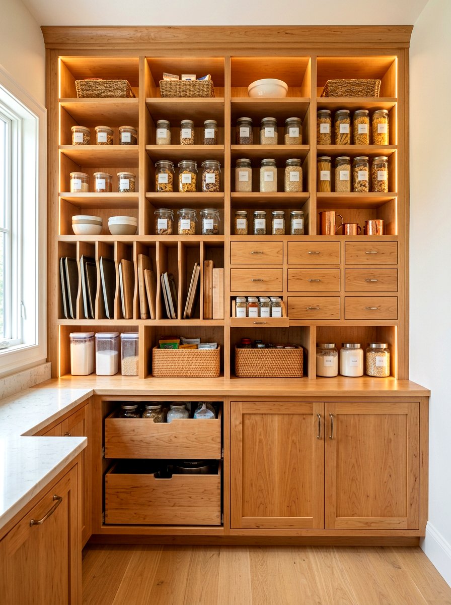 Custom Wood Pantry - 30 pantry shelving ideas