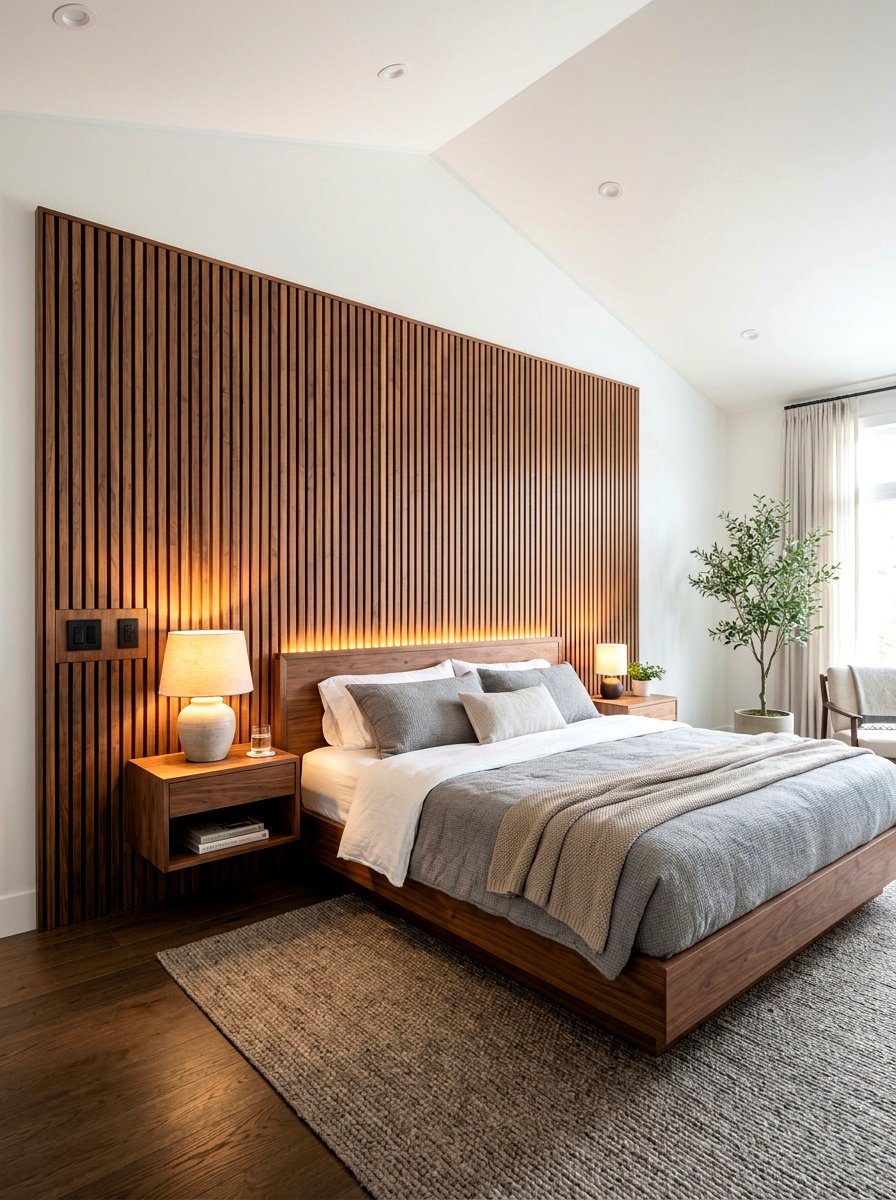 Custom Wood Slat Wall - 30 slat wall headboard ideas