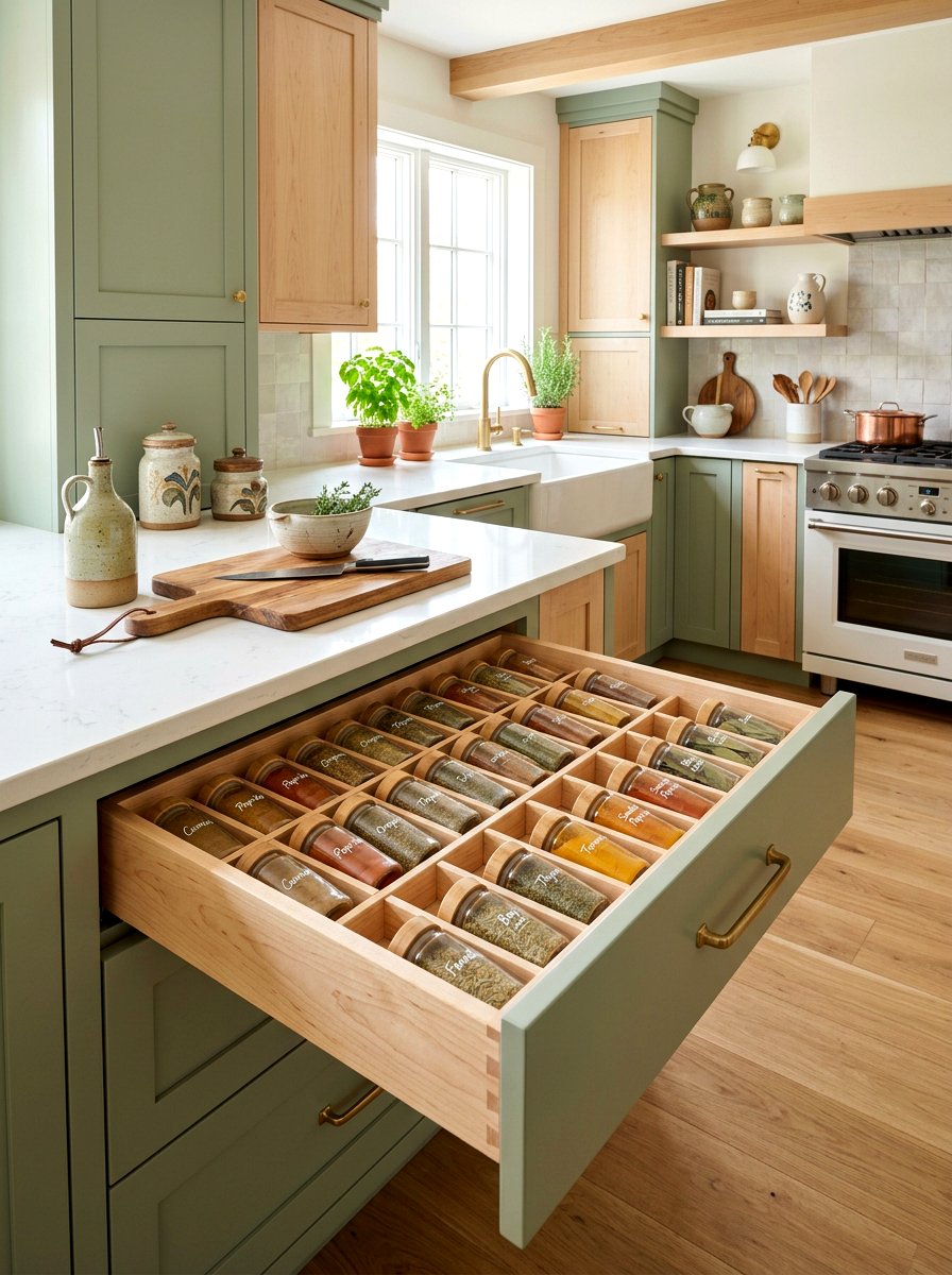 Custom Wood Spice Dividers - 30 spice drawer ideas