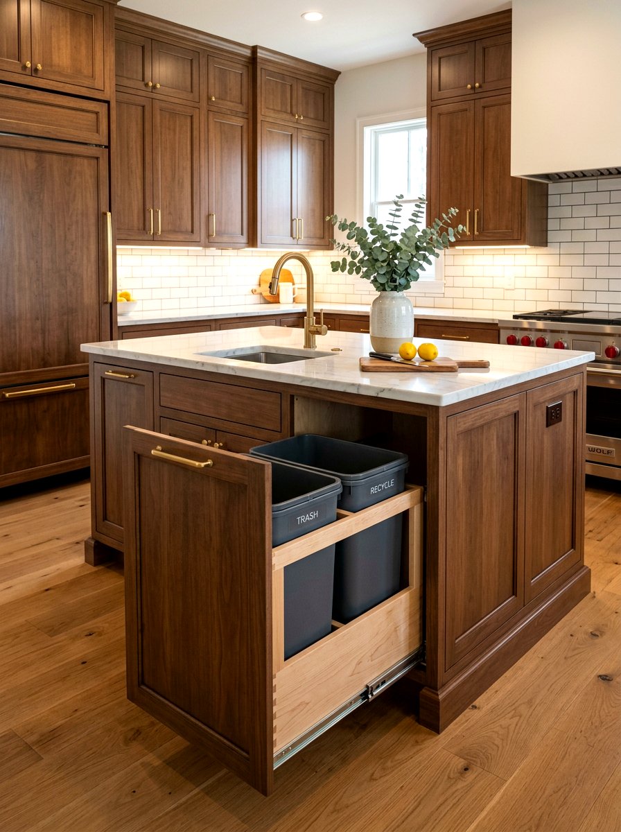 Custom Wood Trash Pull Out - 30 kitchen trash pull out ideas