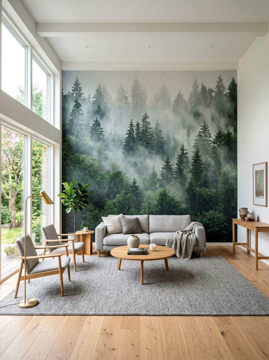 Custom acoustic wall mural - 30 acoustic living room ideas