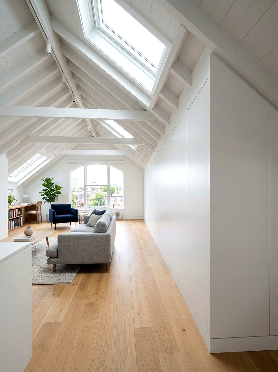 Custom built eaves cabinets - 30 attic bedroom storage ideas