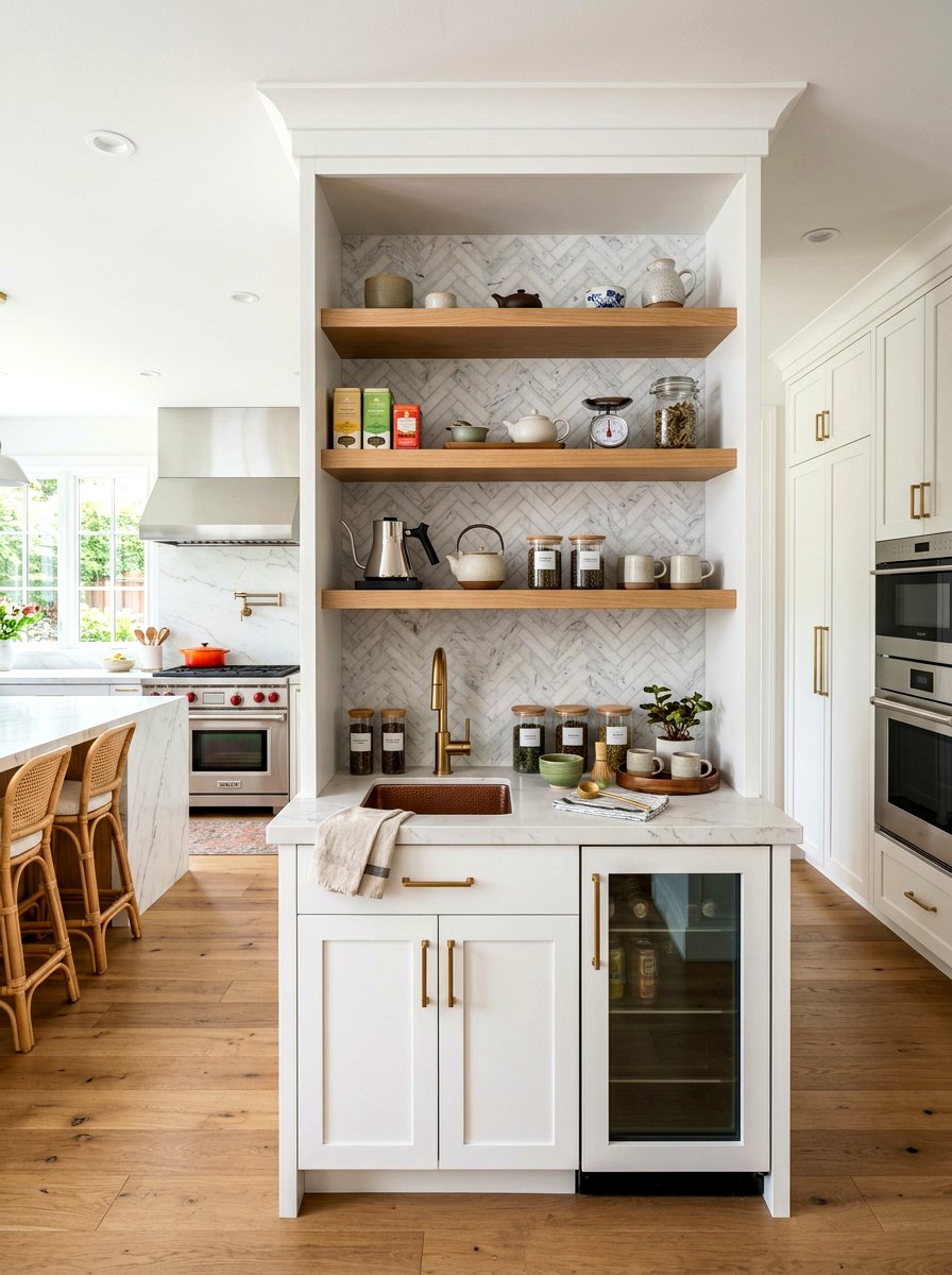 Custom built in beverage nook - 30 matcha station ideas