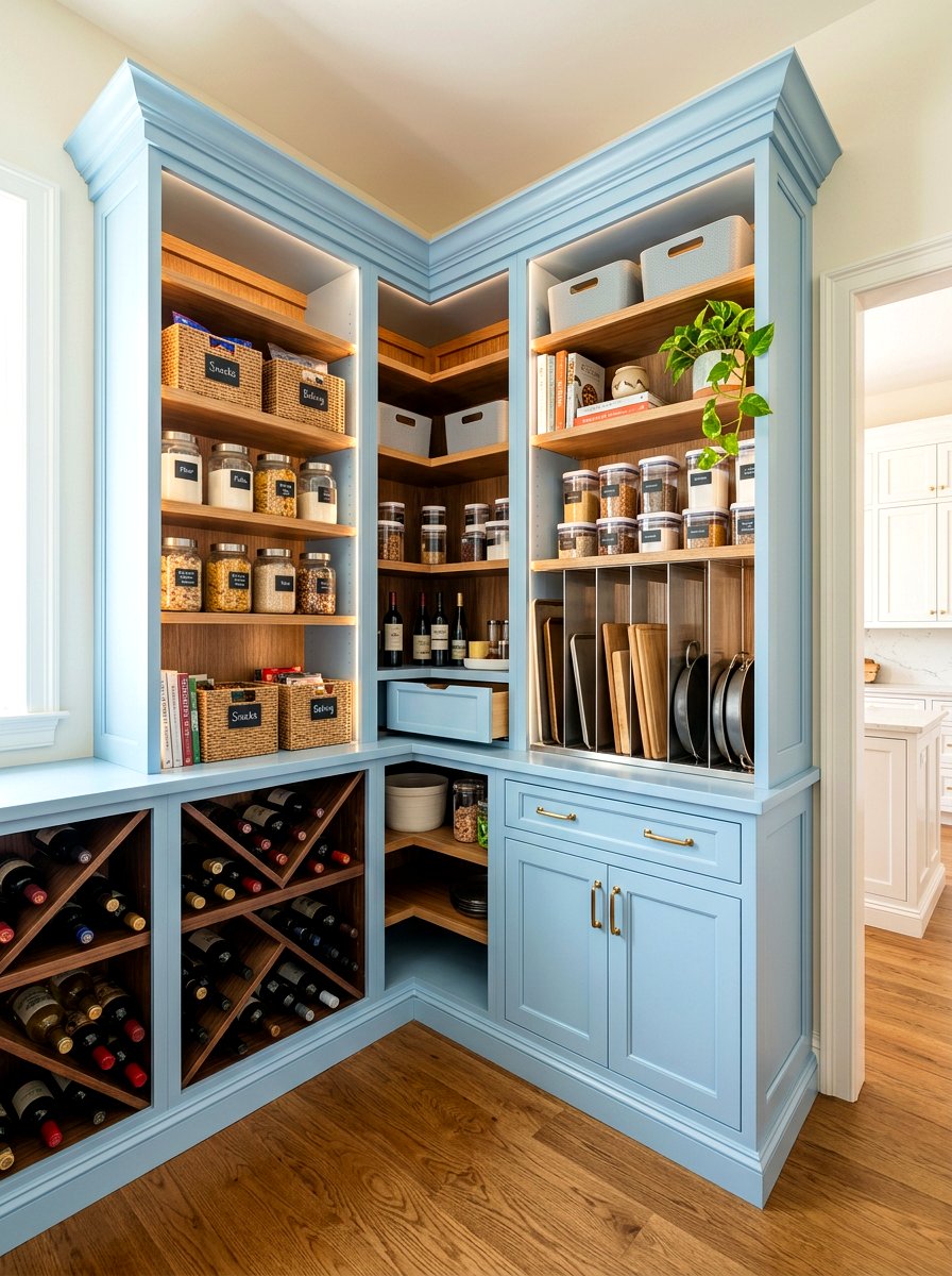 Custom corner pantry shelving - 30 corner pantry shelving ideas