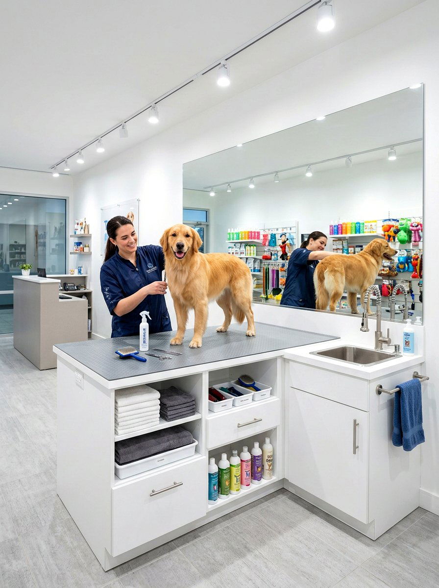 Custom dog grooming station - 30 Pinterest dog room ideas