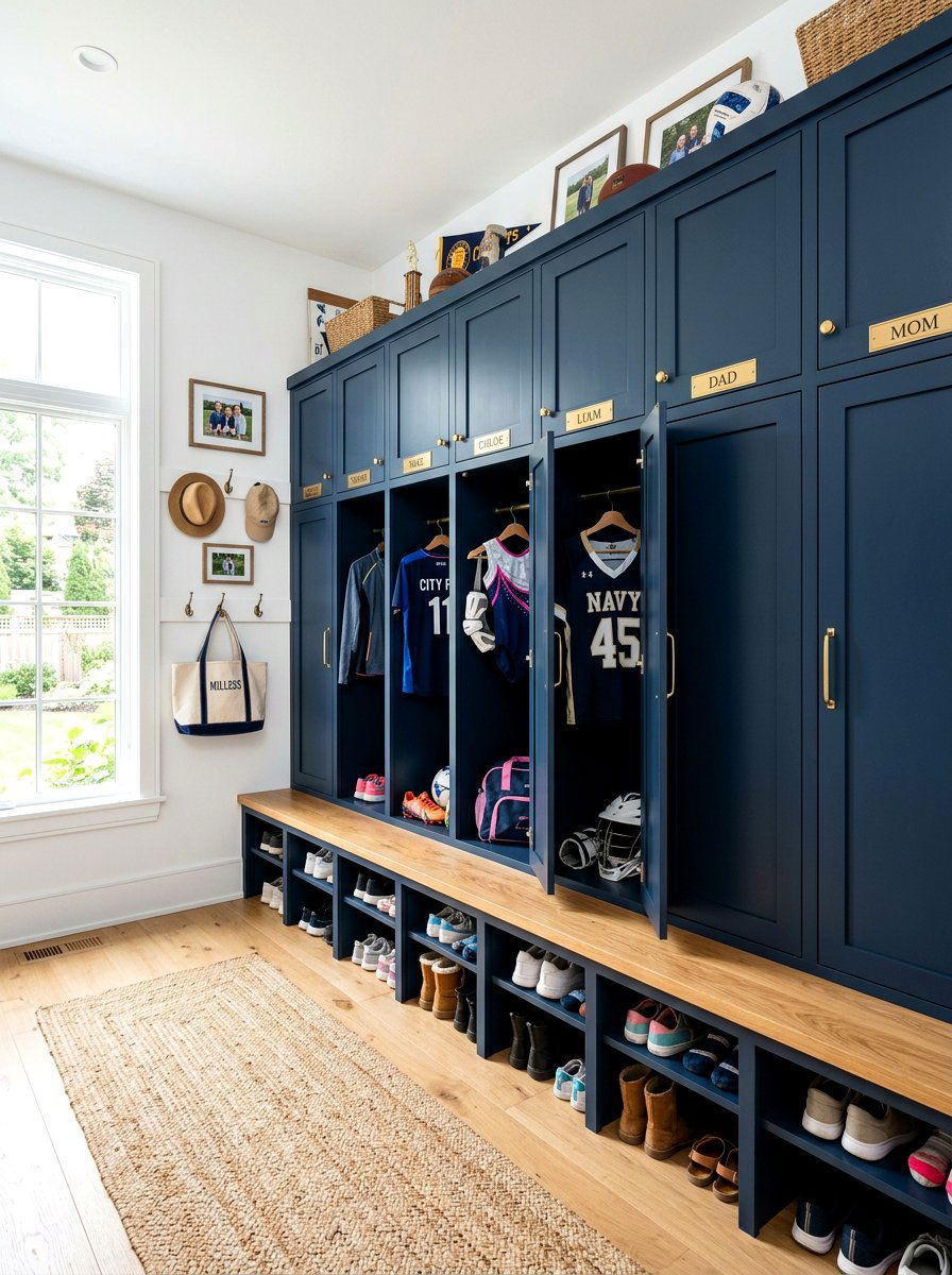 Custom family locker room - 30 sports gear mudroom ideas