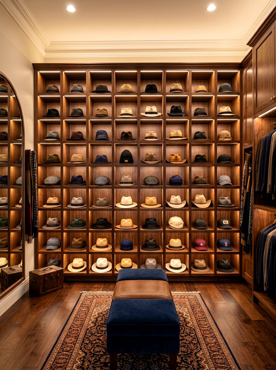Custom hat cubbies - 30 hat storage closet ideas