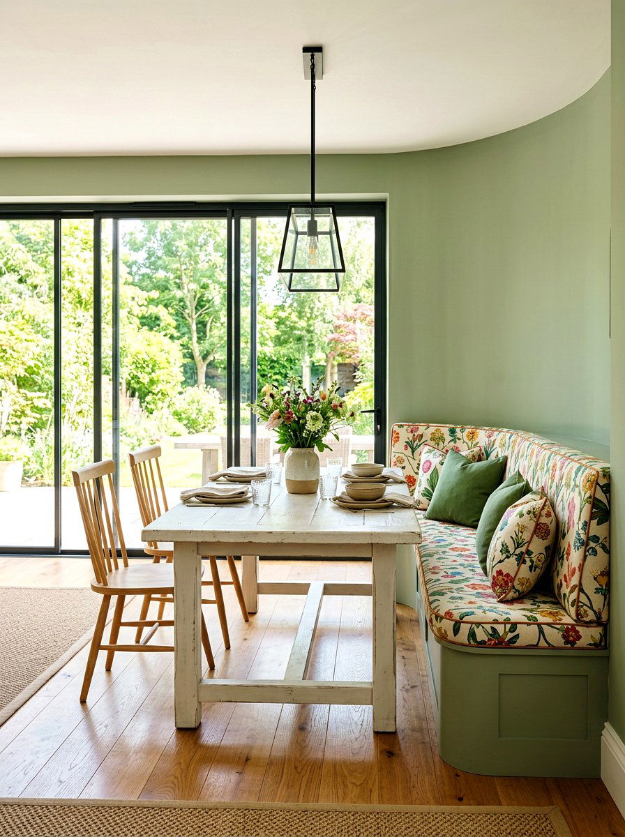 Custom upholstered curved banquette - 30 curved banquette ideas