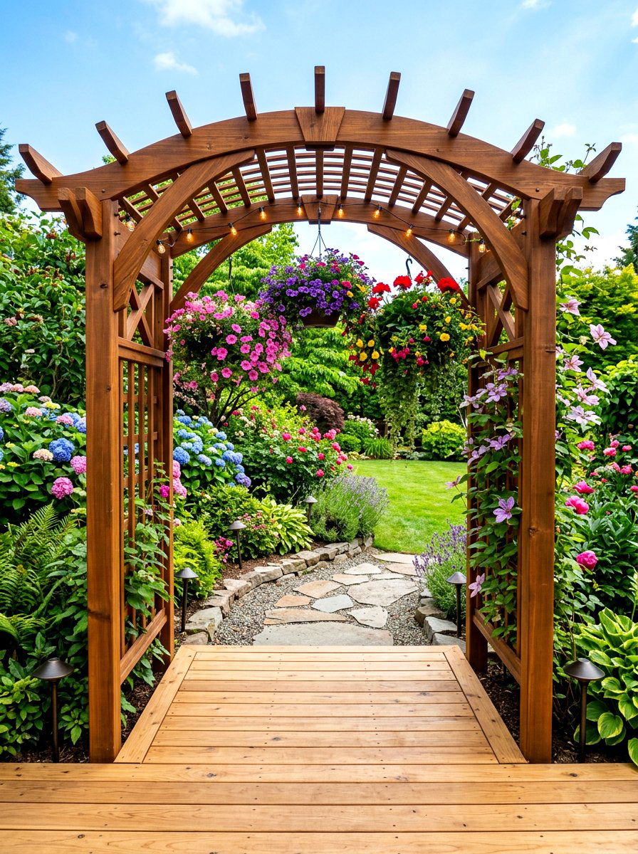 Custom wood arbor - 30 deck shade ideas