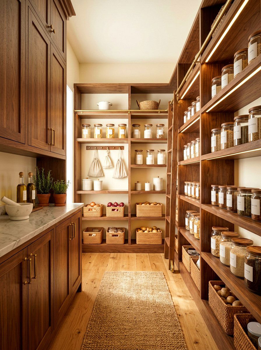 Custom wood pantry shelving - 30 reach in pantry ideas
