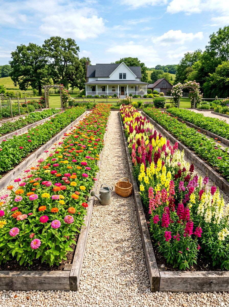 Cut flower garden layout - 30 flower farm backyard ideas
