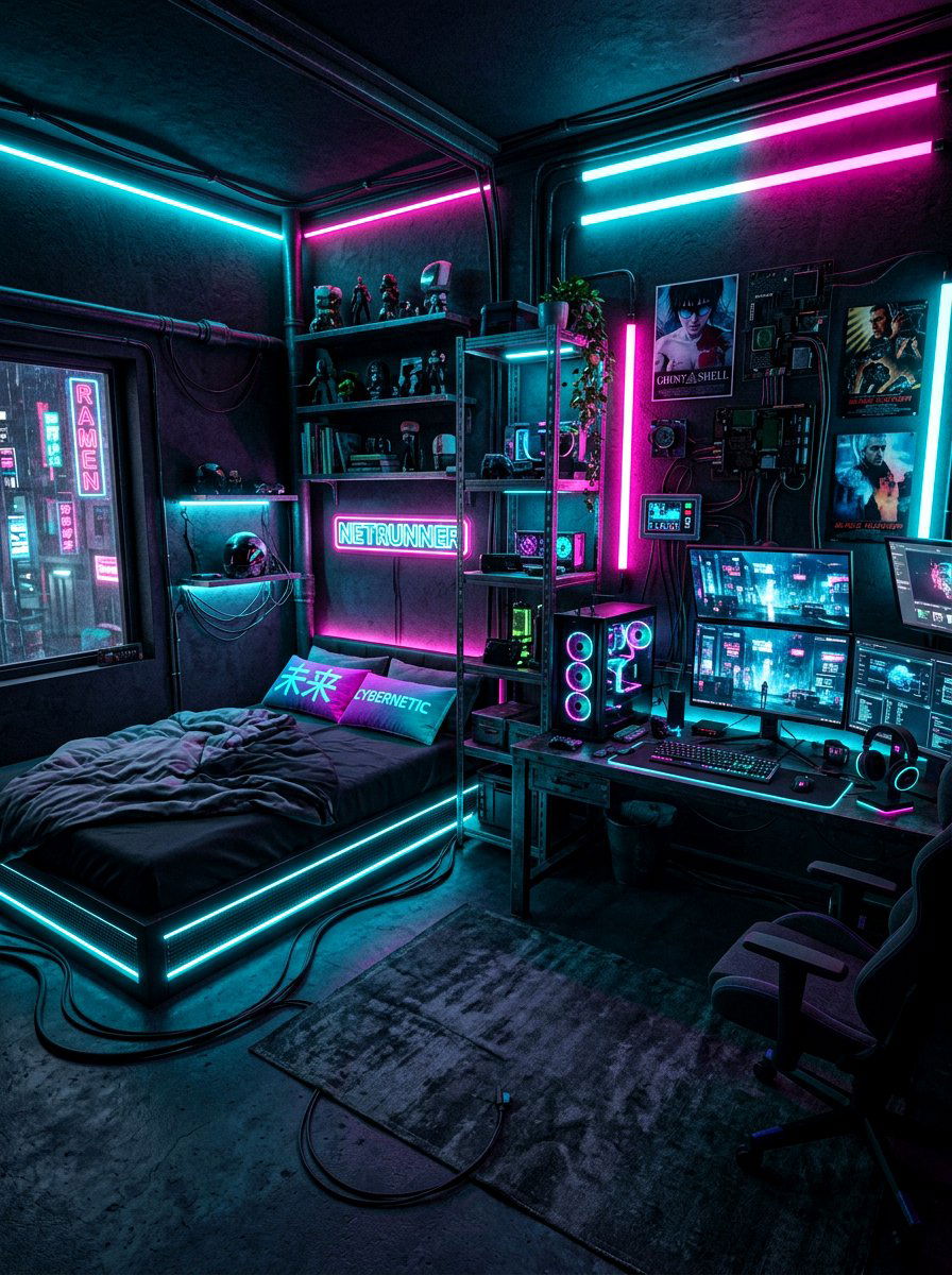 Cyberpunk Bedroom Decor - 30 gamer bedroom ideas