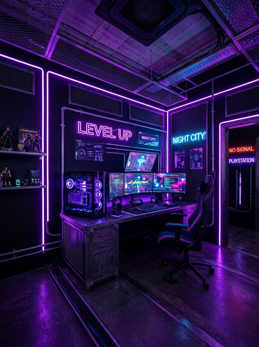 Cyberpunk Game Room - 30 arcade room ideas