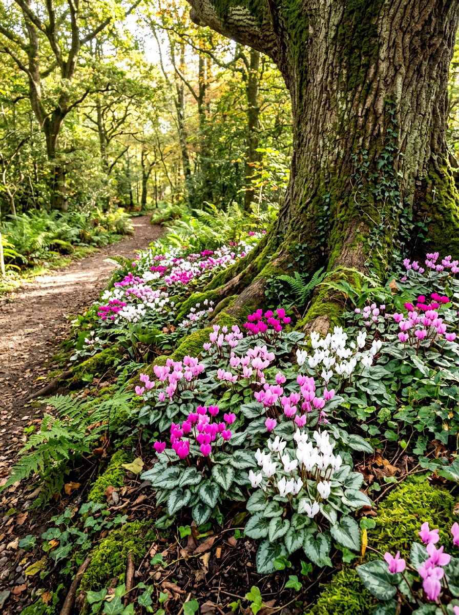 Cyclamen Shade Border - 30 bulb garden ideas