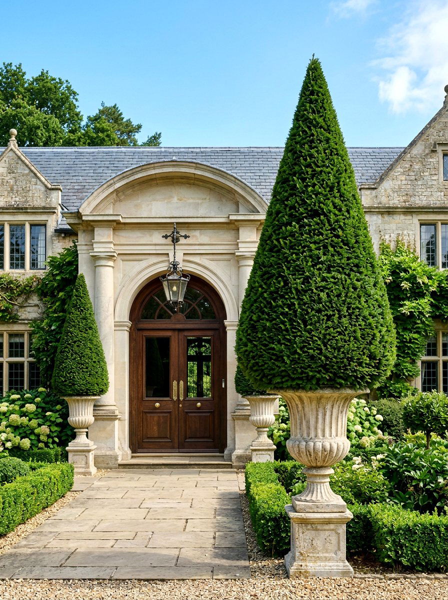Cypress Cone Tree - 30 topiary porch ideas