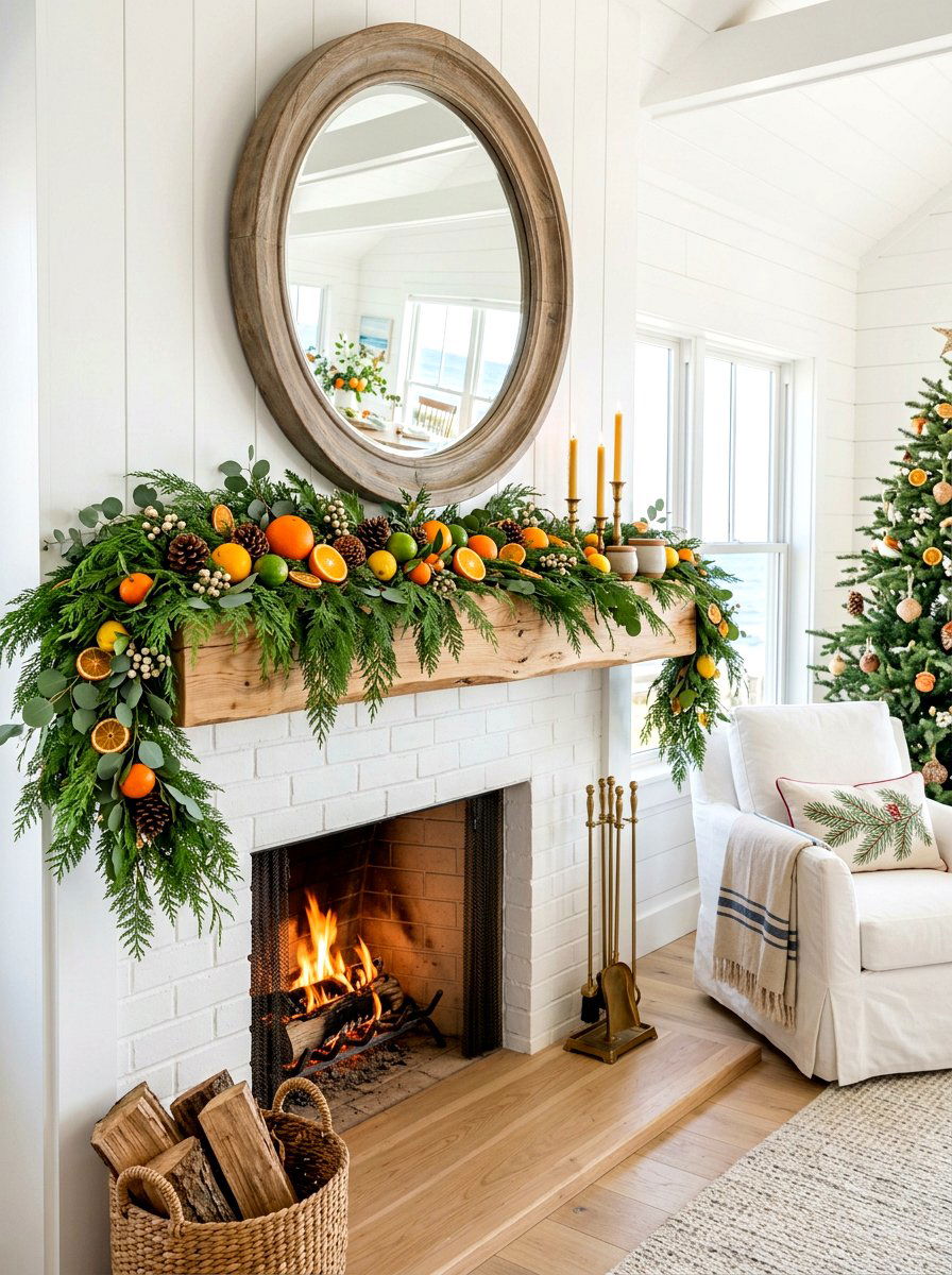 Cypress Mantel - 30 holiday mantel garland ideas
