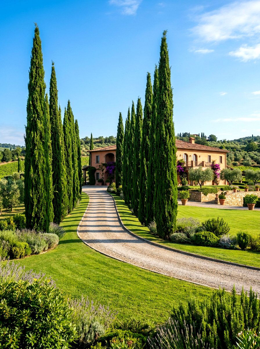 Cypress Tree Landscape - 30 Mediterranean house exterior ideas