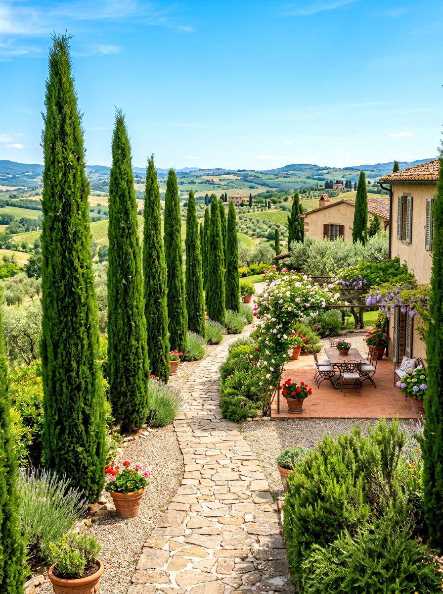 Cypress Tree Landscaping - 30 Tuscan patio ideas