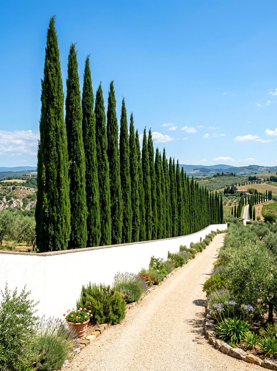 Cypress Tree Privacy Screen - 30 Mediterranean garden ideas