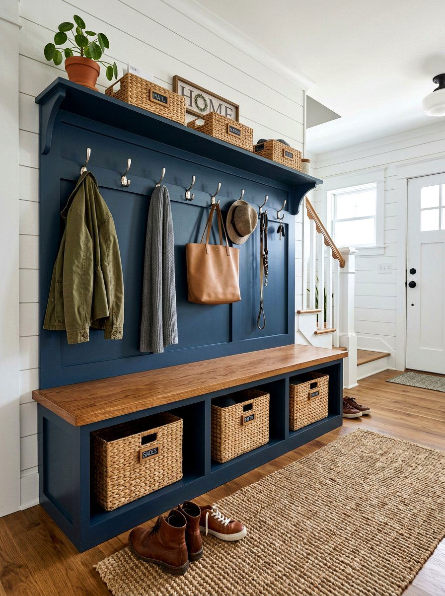 DIY Mudroom Bench - 30 small mudroom ideas