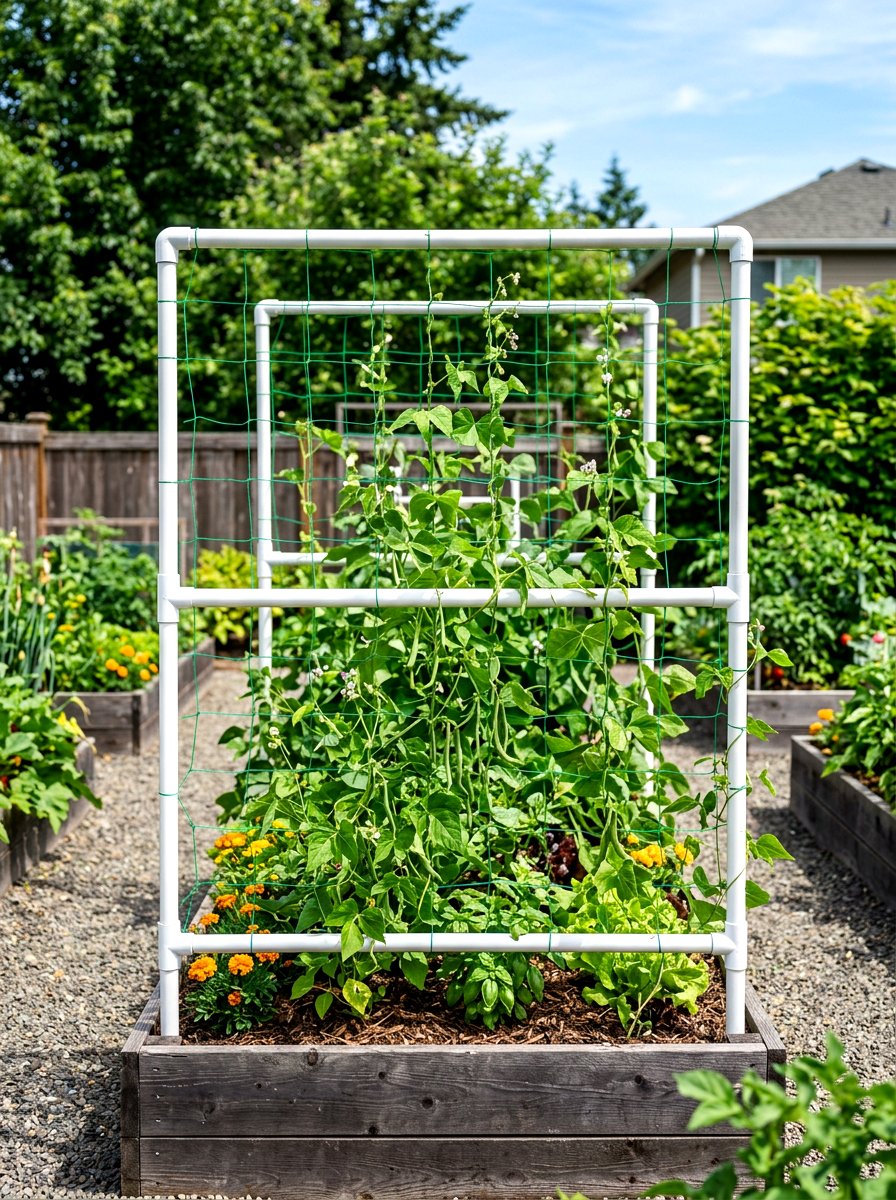 DIY PVC Frame - 30 vegetable garden trellis ideas