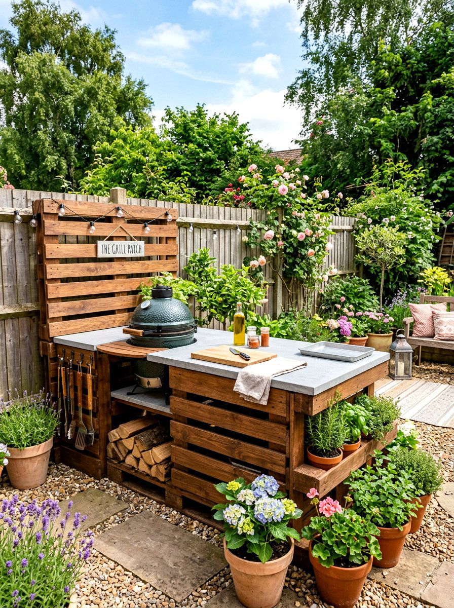 DIY Pallet BBQ Area - 30 backyard grill station ideas