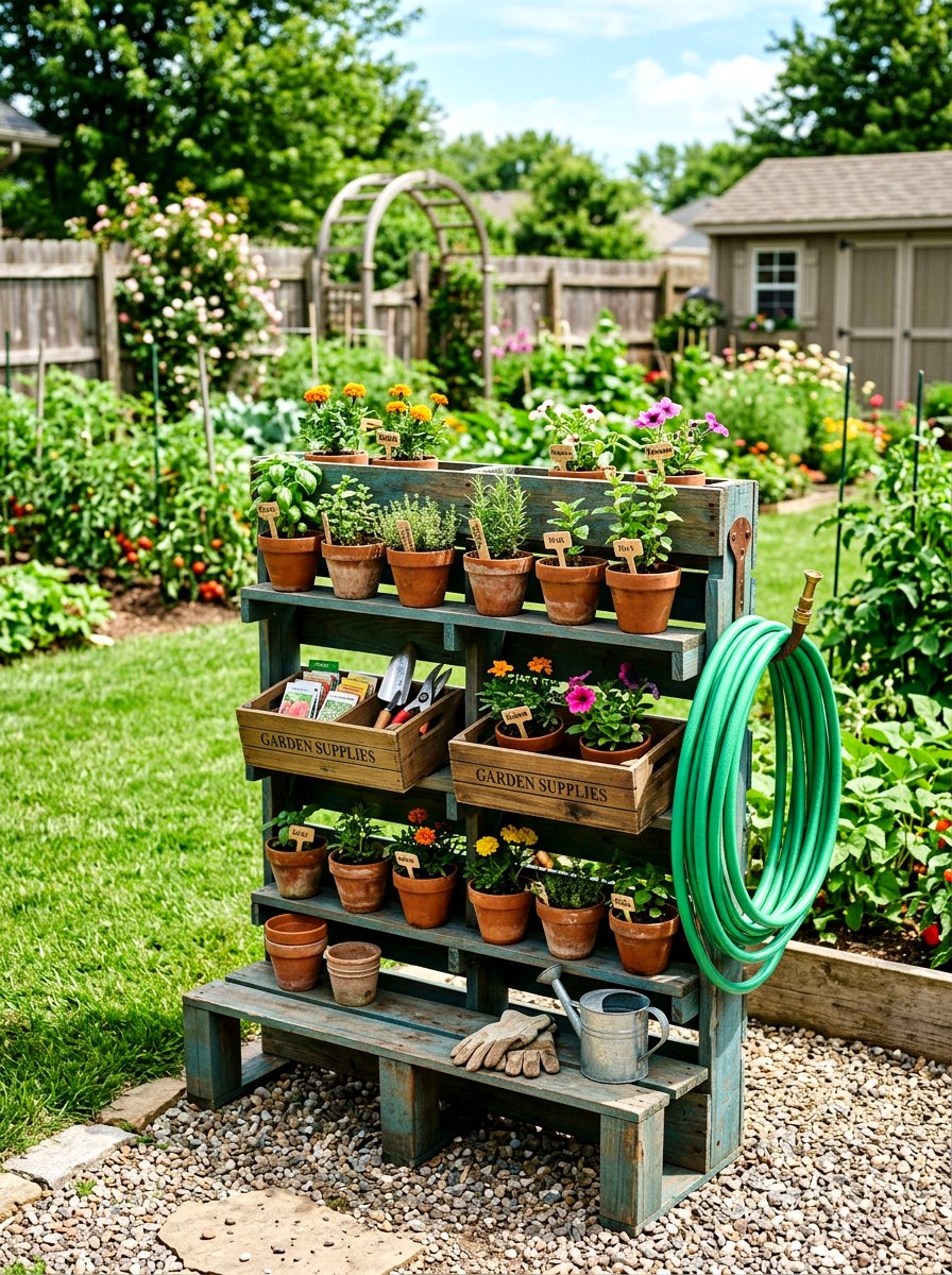DIY Pallet Rack - 30 hose storage ideas