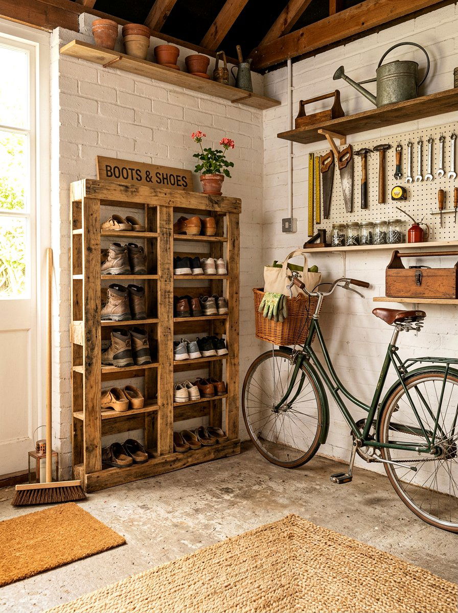 DIY Pallet Shoe Rack - 30 garage shoe storage ideas