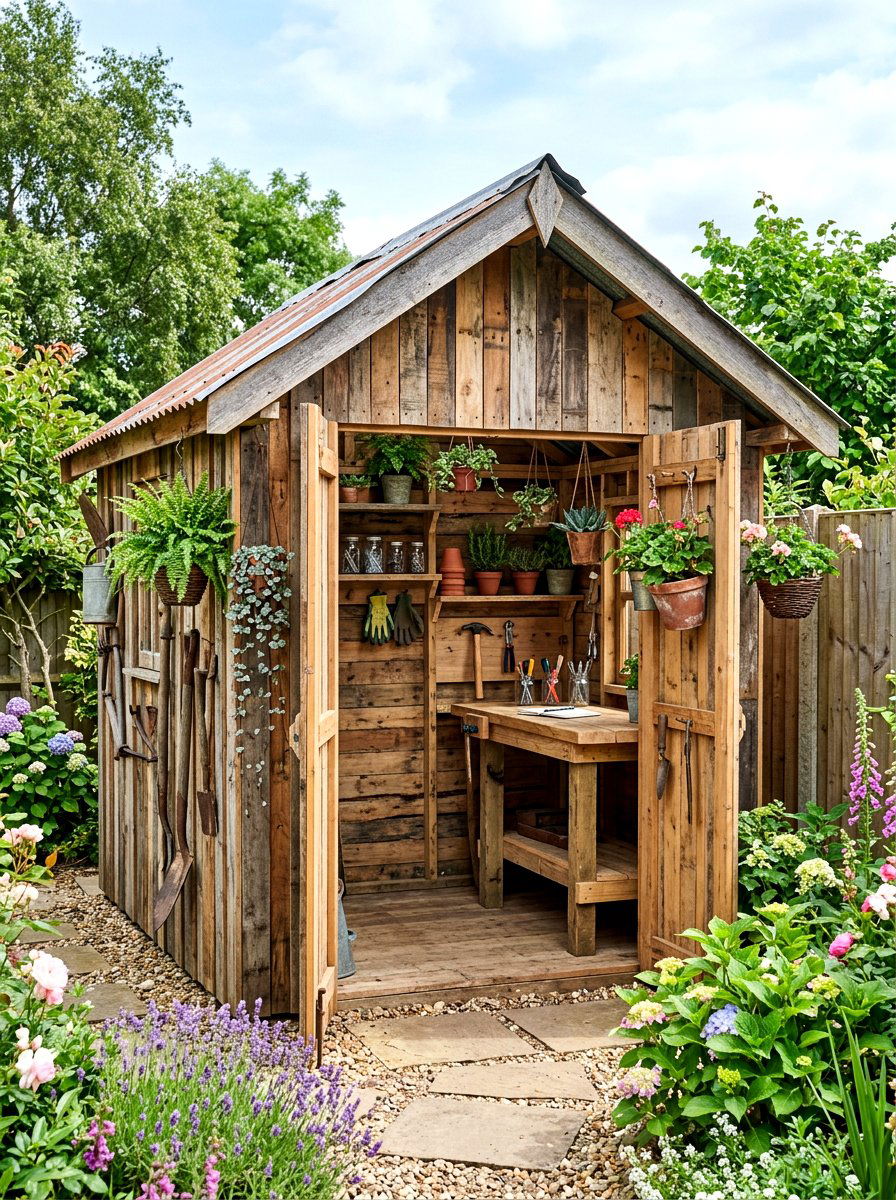 DIY Pallet Wood Shed - 30 backyard workshop shed ideas