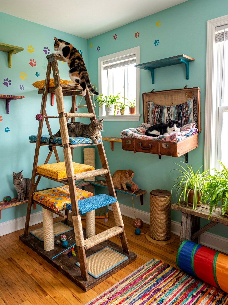 DIY Recycled Furniture For Cats - 30 cat room ideas