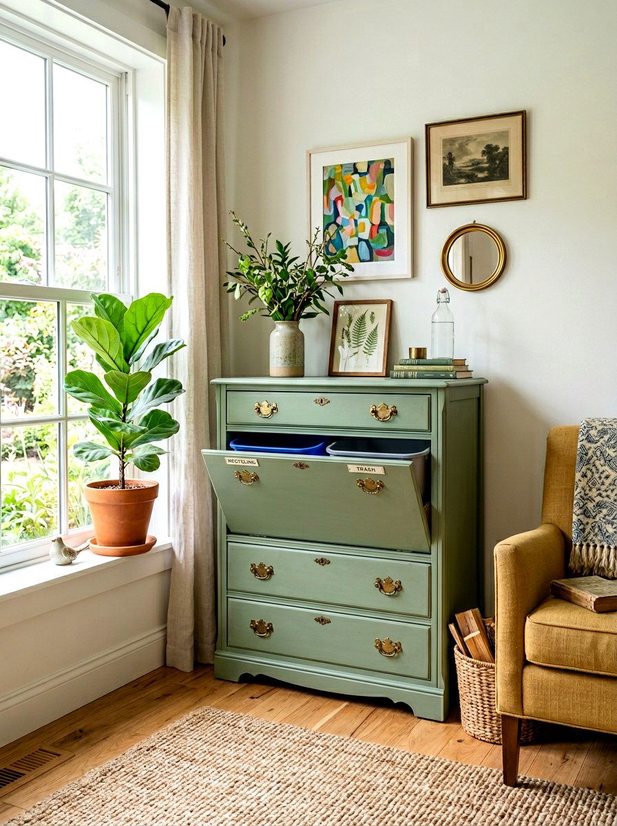 DIY Repurposed Dresser Recycling - 30 recycling station ideas