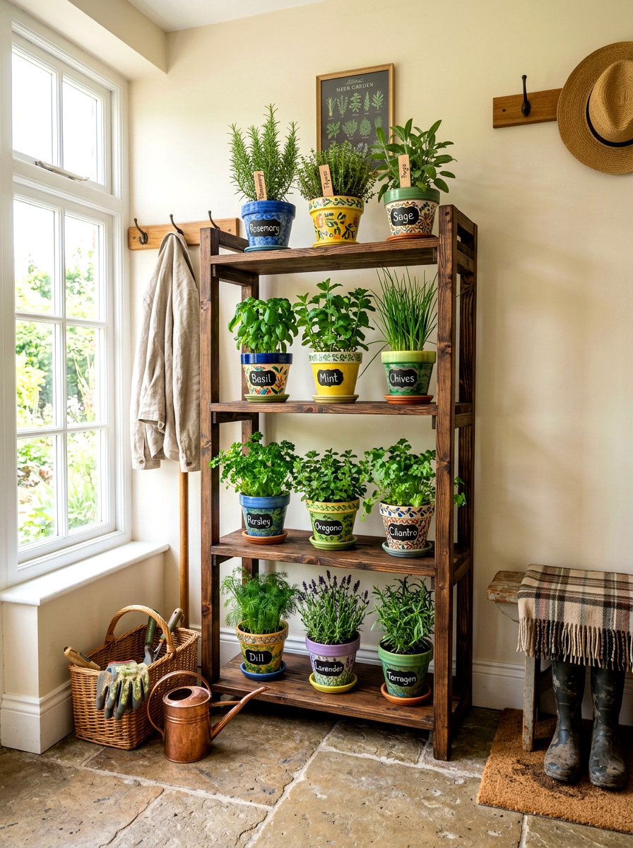 DIY Wood Herb Garden Shelf - 30 herb garden shelf ideas