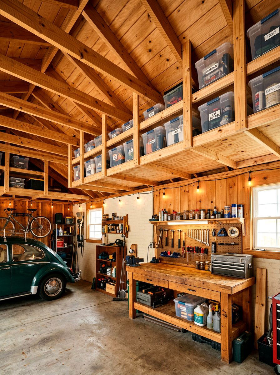 DIY Wooden Ceiling Shelves - 30 garage overhead rack ideas