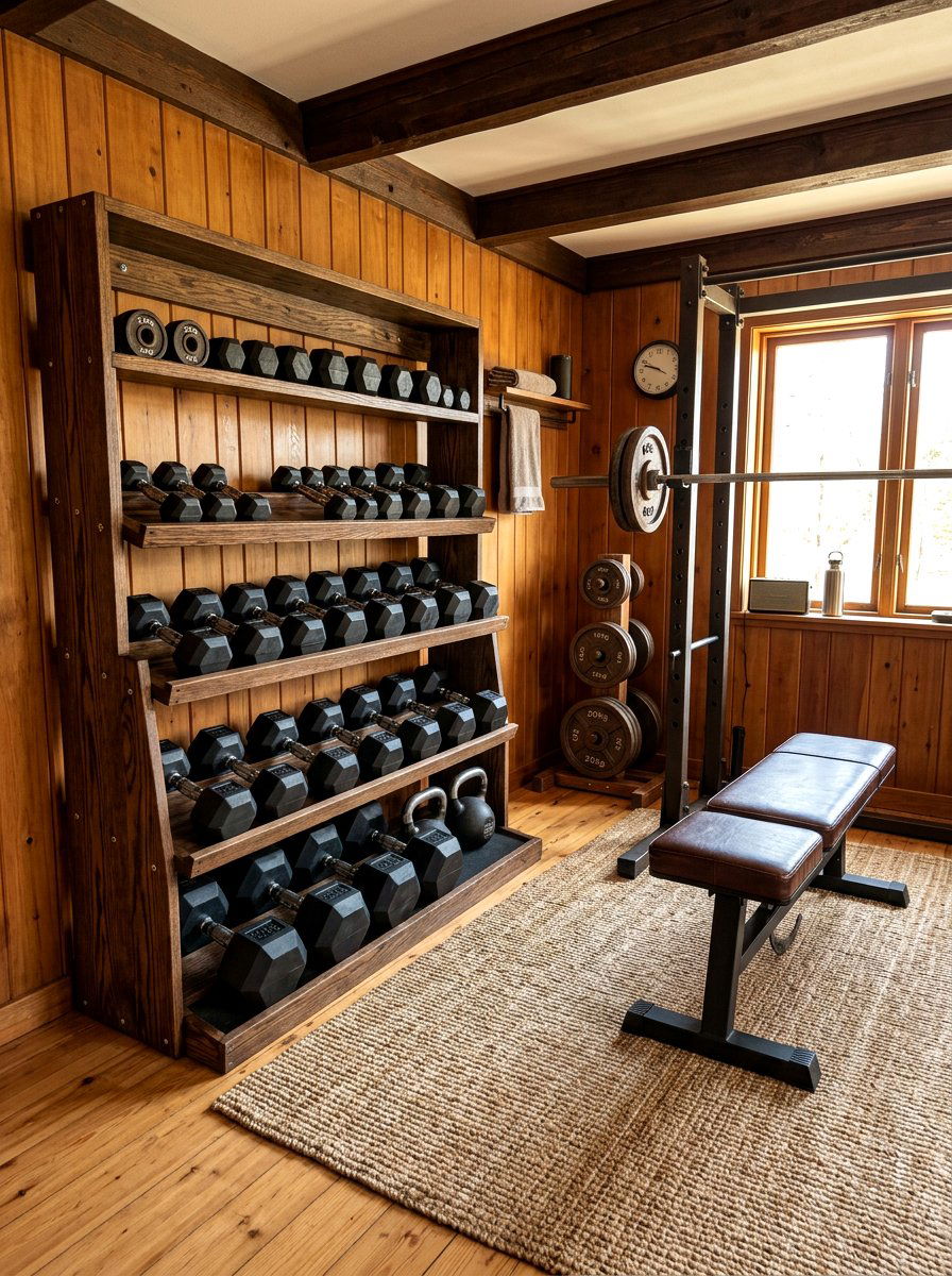 DIY Wooden Weight Organizer - 30 dumbbell storage ideas
