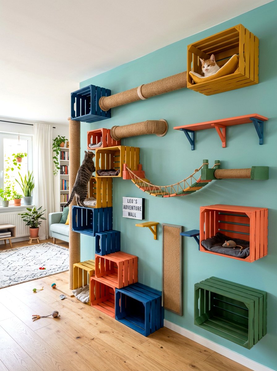 DIY cat wall - 30 cat room aesthetic ideas