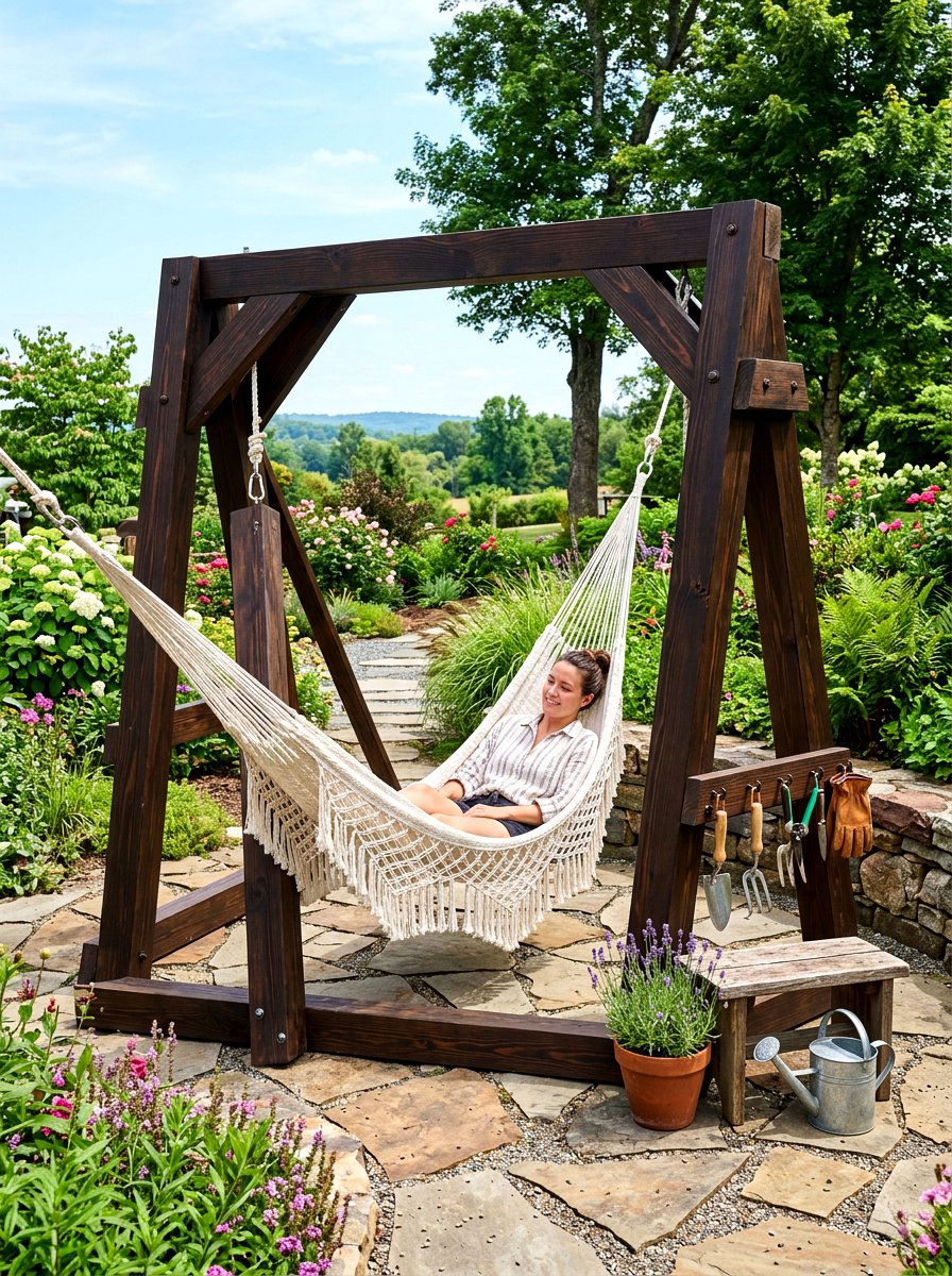 DIY hammock frame - 30 hammock patio ideas