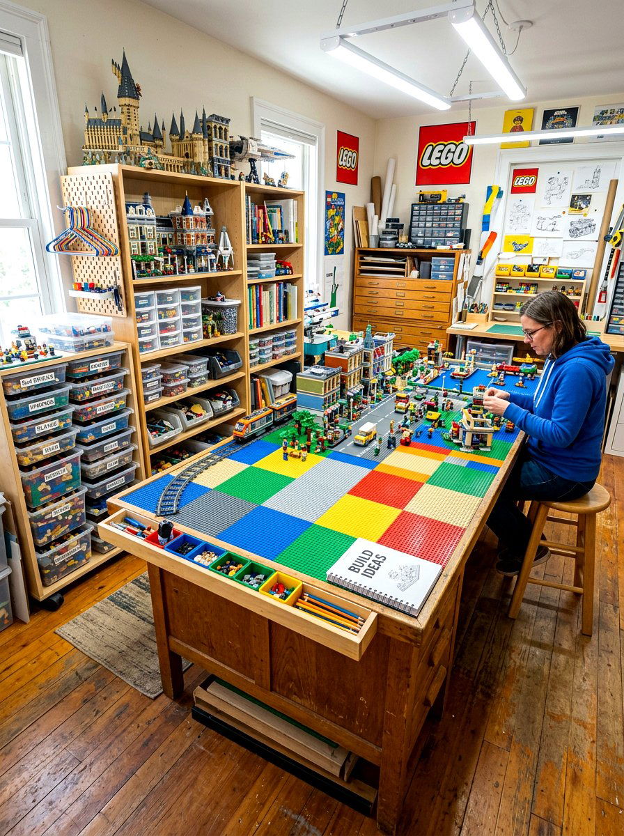 DIY lego table with baseplates - 30 lego table ideas