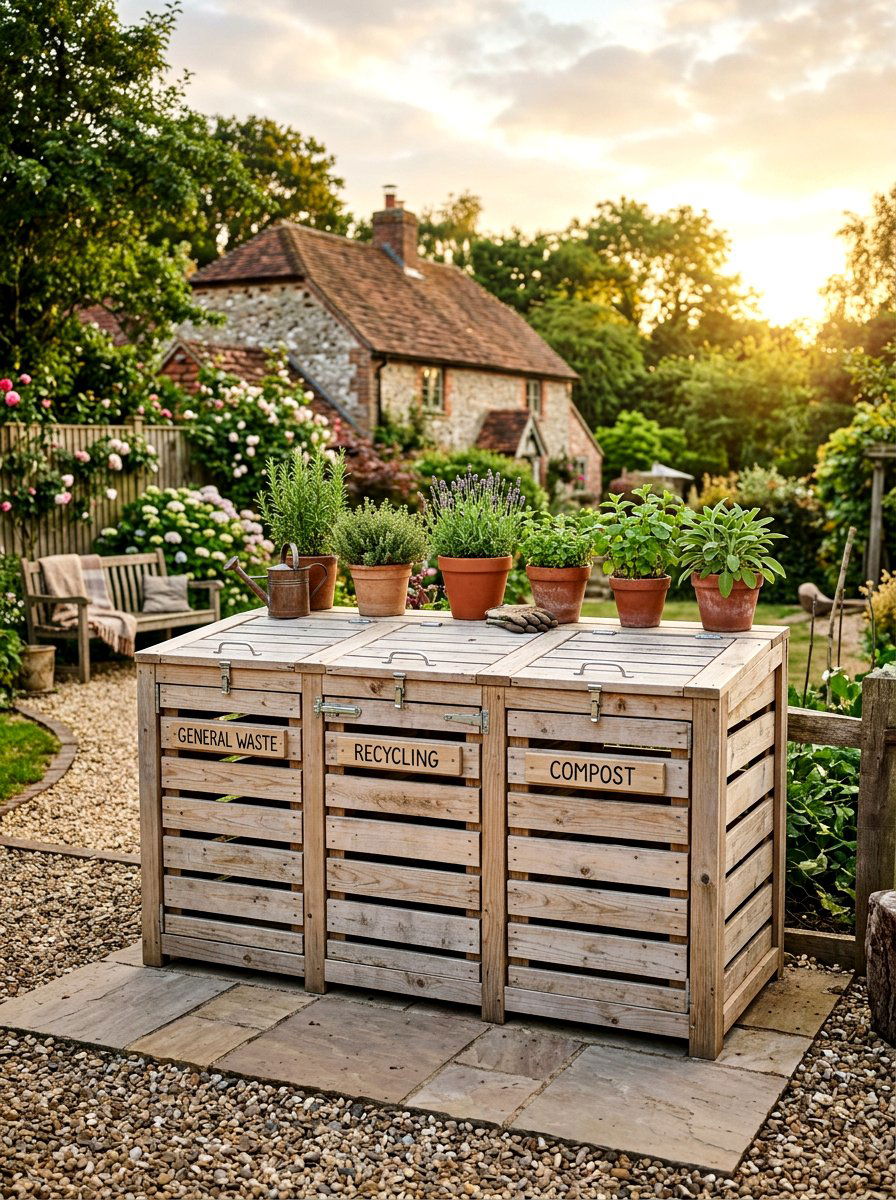 DIY pallet bin storage - 30 trash can enclosure ideas