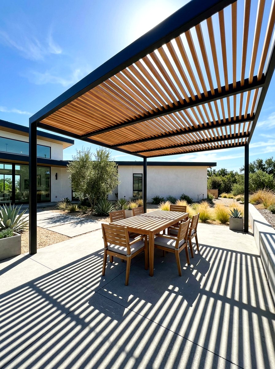 DIY wood slat canopy - 30 patio canopy ideas